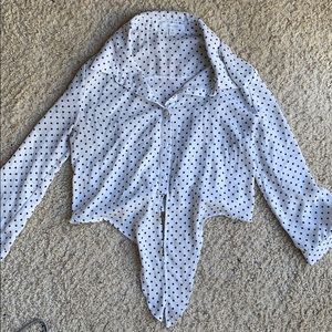 White/black polka dot blouse